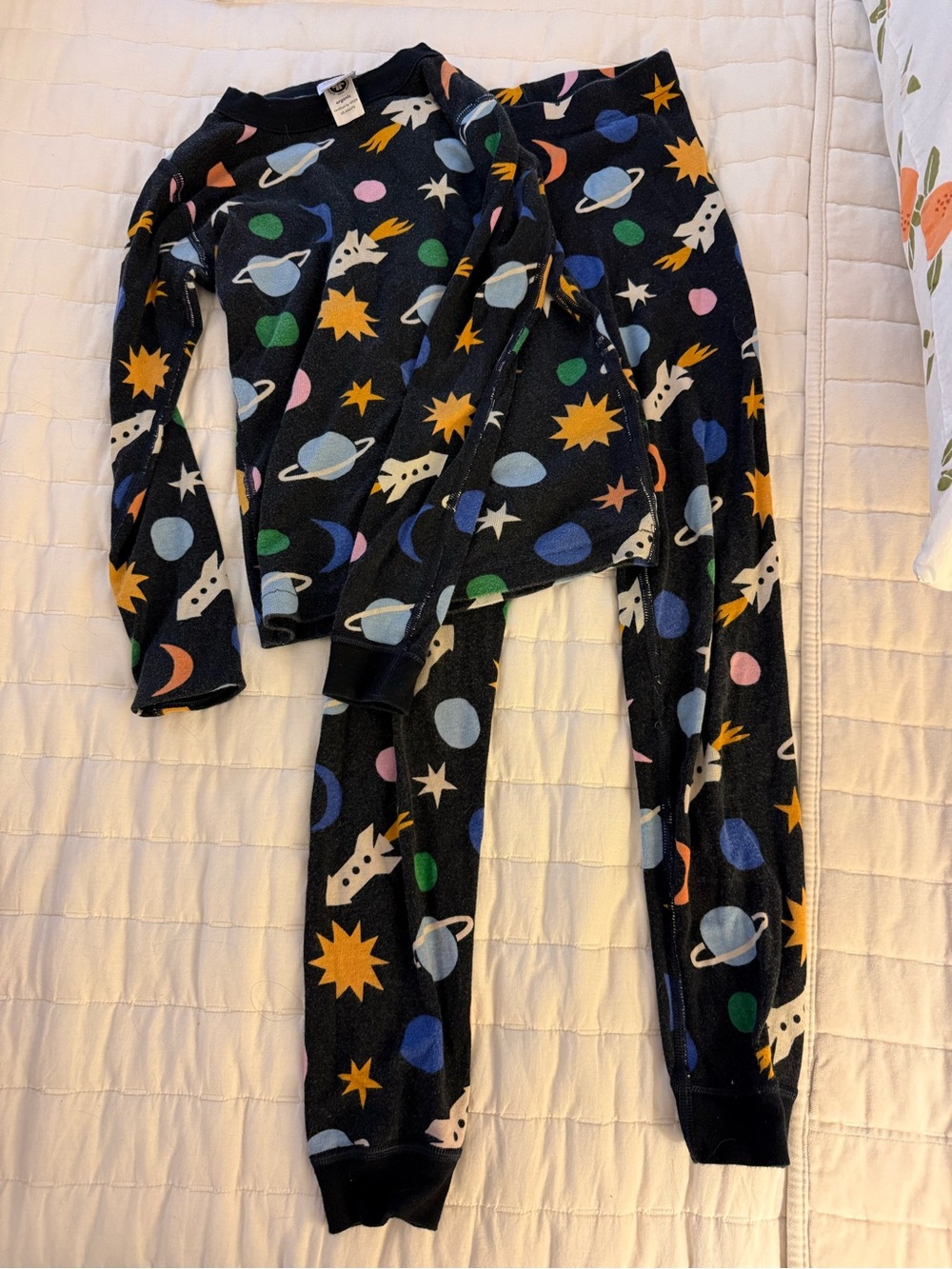Hanna Andersson Space Print Long Pajama Set,  size 8 EUC